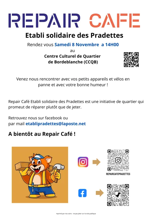 Repair Café le 8 Novembre
